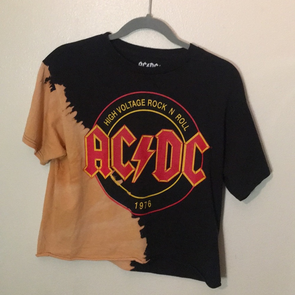 ACDC side bleached crop top